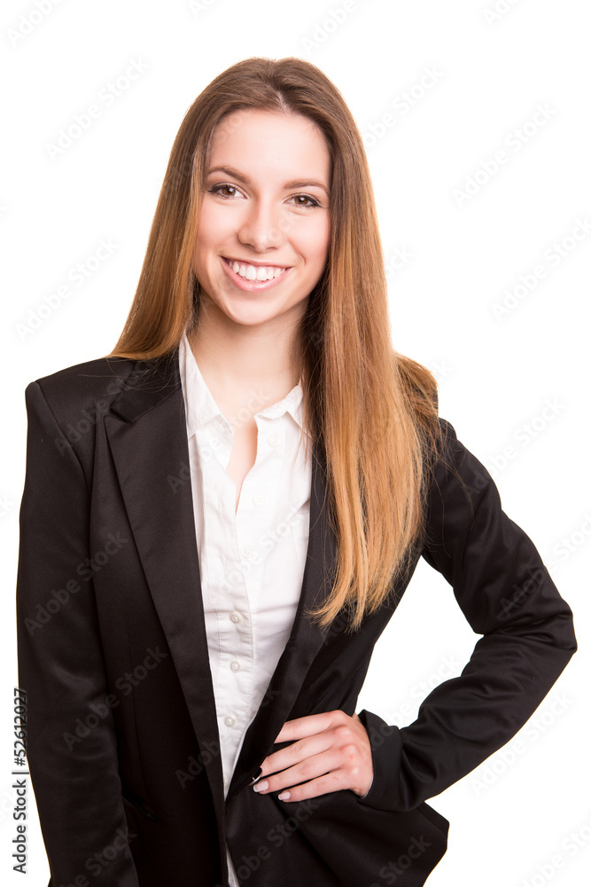 Successful business woman looking confident and smiling Successful business woman looking confident and smiling