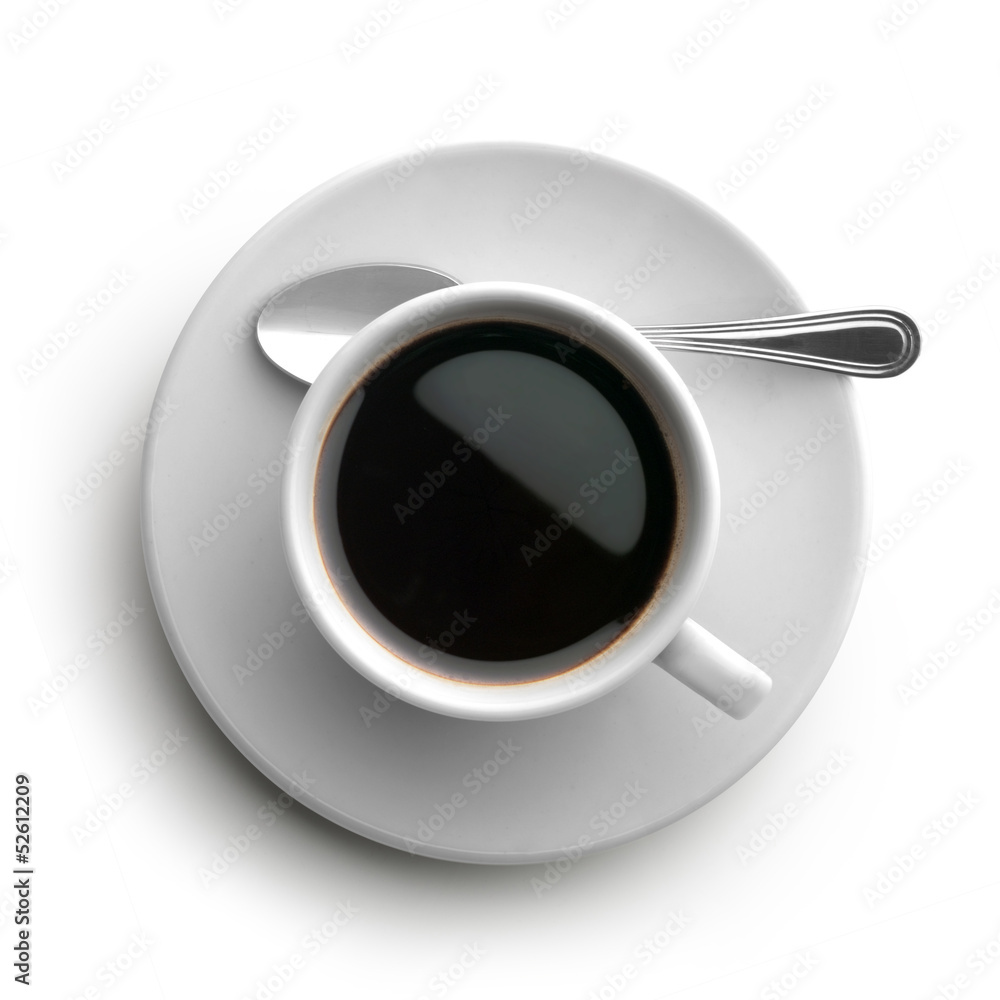 coffee cup, view from above coffee cup, view from above