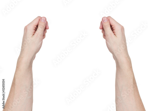 two adult man hands to hold or show something
