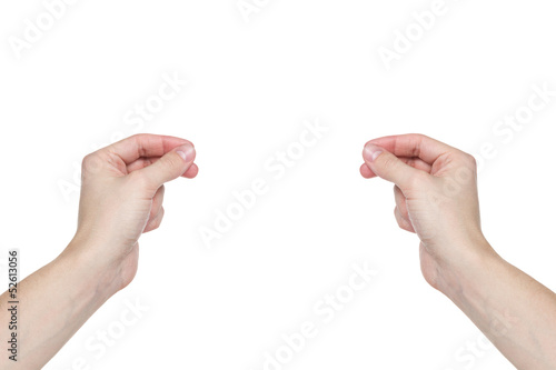 two adult man hands to hold or show something