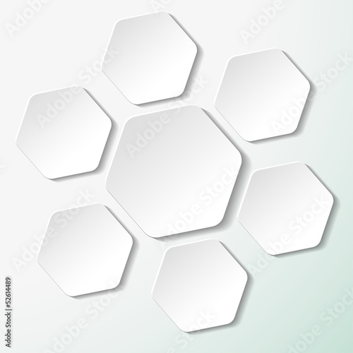 Seven White Paper Hexagon Labels