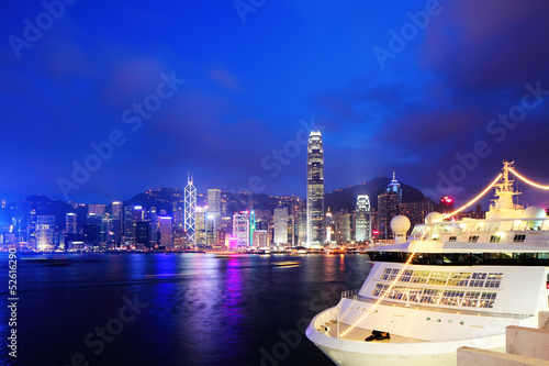 Photography Hong Kong skyline with cruise