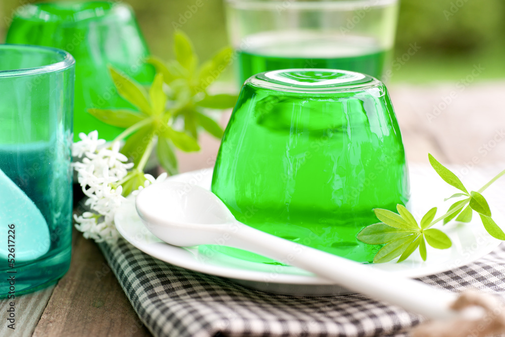 Gelatin dessert with woodruff Gelatin dessert with woodruff