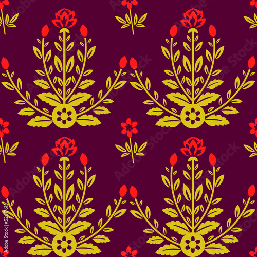 Seamless floral pattern with red flowers