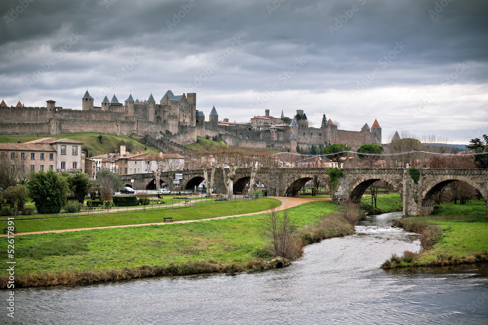 View of Carcassonne in Languedoc-Rosellon (France)