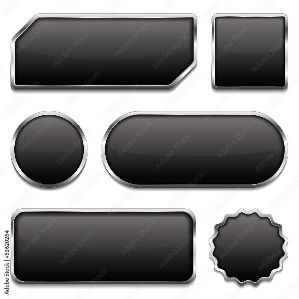Black buttons with metallic frames