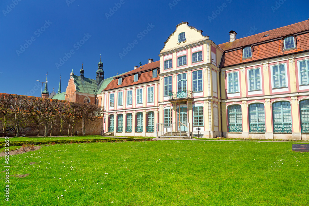 Summer scenery of Abbots Palace in Gdansk Oliwa, Poland