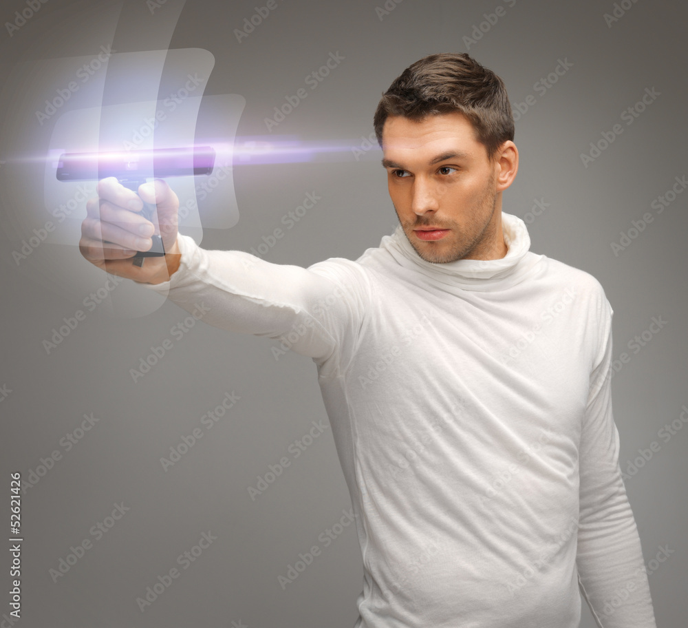 futuristic man with gadget futuristic man with gadget