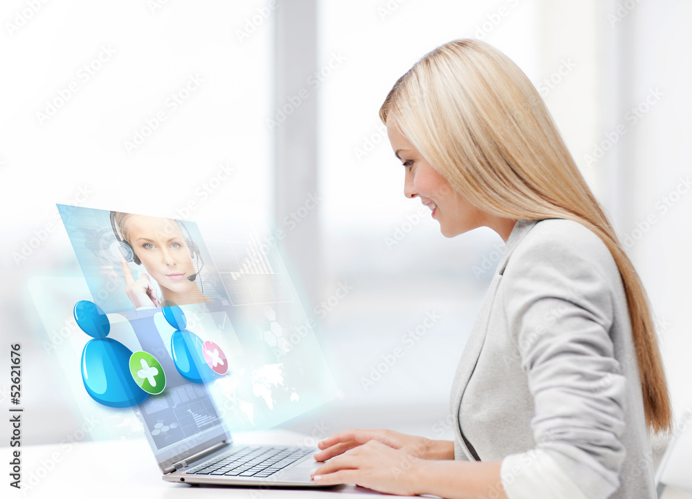 businesswoman communicating with helpline operator businesswoman communicating with helpline operator