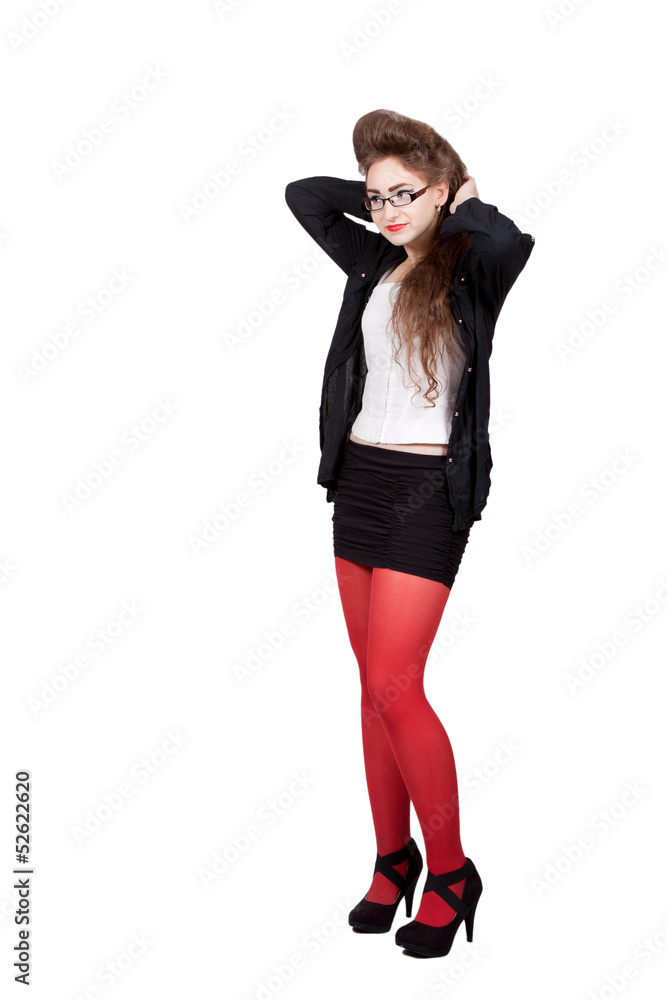 Teenage girl in black and red clothes Teenage girl in black and red clothes