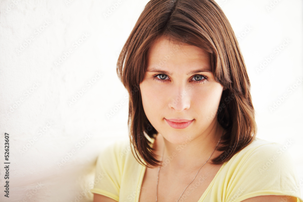 Image of young beautiful woman over white background Image of young beautiful woman over white background