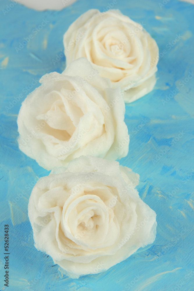 Sugar roses, on color background Sugar roses, on color background