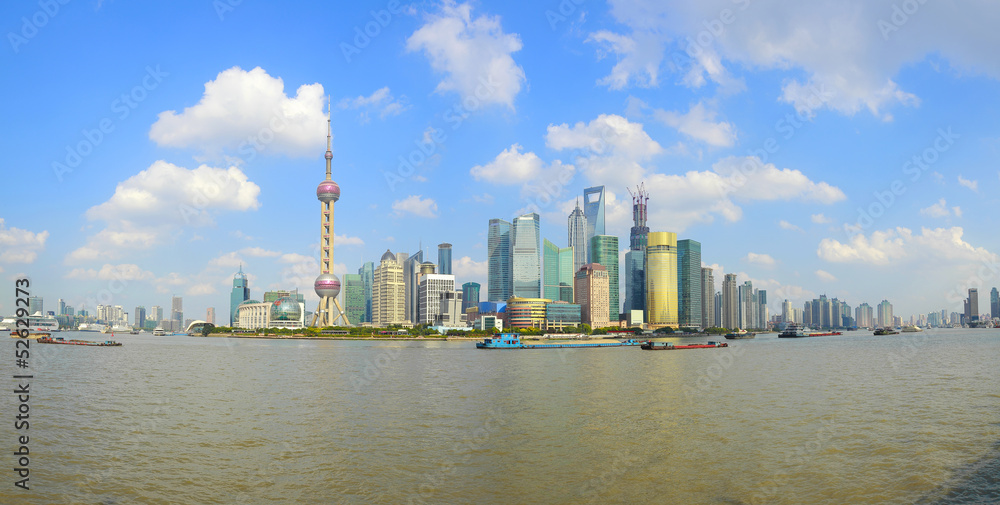 Shanghai bund landmark skyline at city landscape
