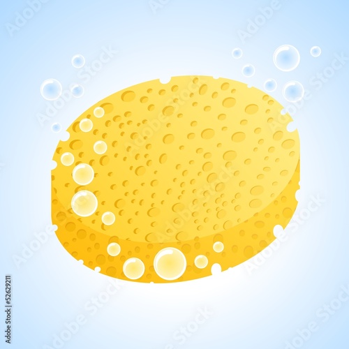 Vector yellow sponge with bubbles