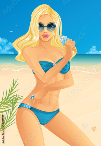 Sexy woman relaxing on beach