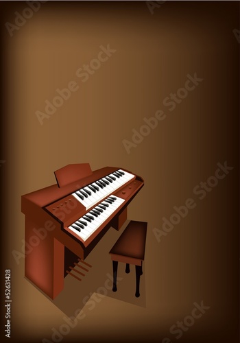 A Retro Pipe Organ on Dark Brown Background