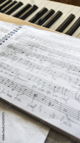 notebook with music notes