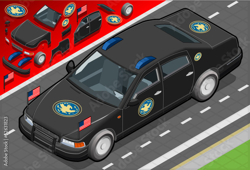 Isometric Presidential Limousine in Front View