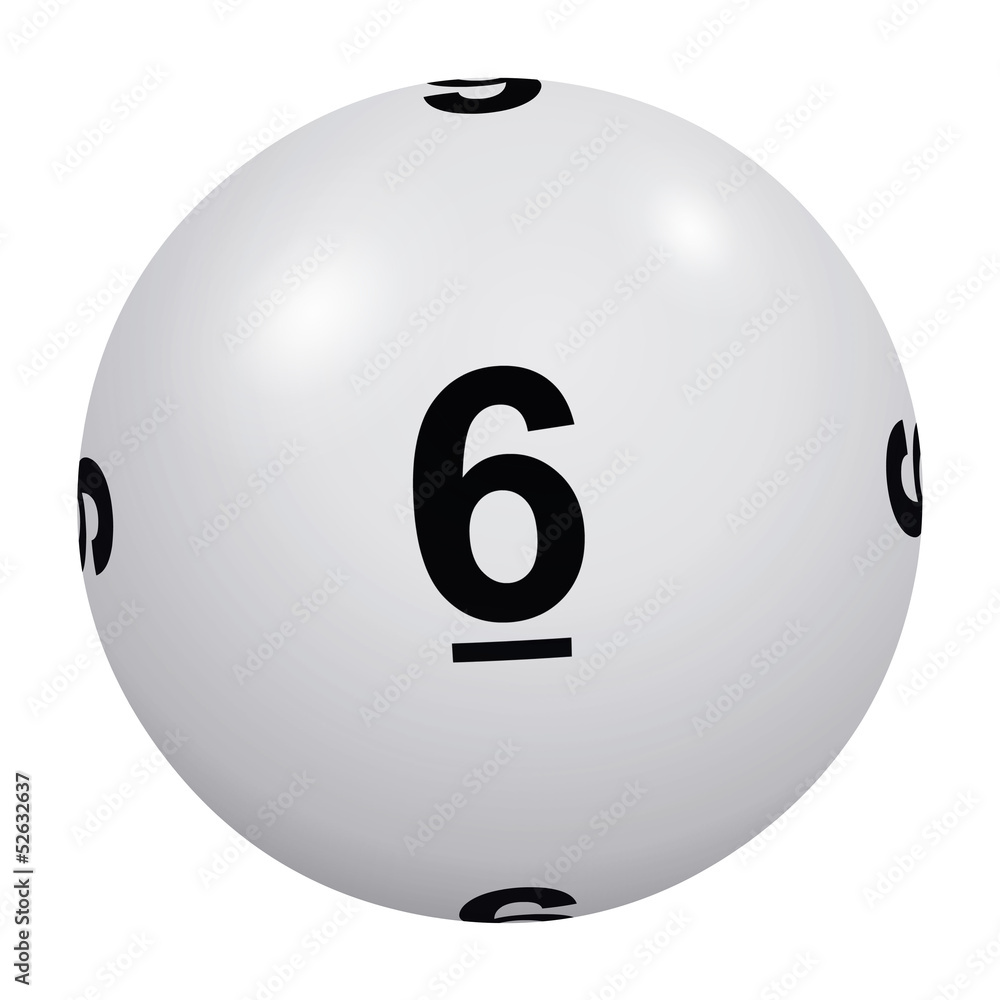 Naklejka premium Loto, boule blanche numéro 6