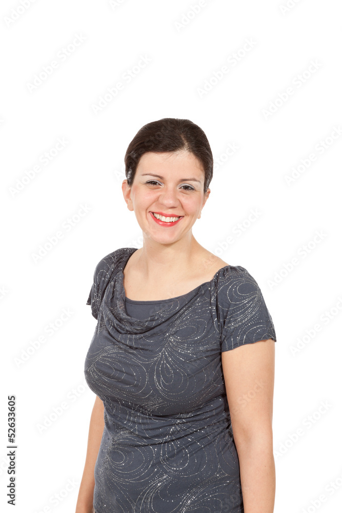 nice woman with gray blouse, portrait in studio nice woman with gray blouse, portrait in studio