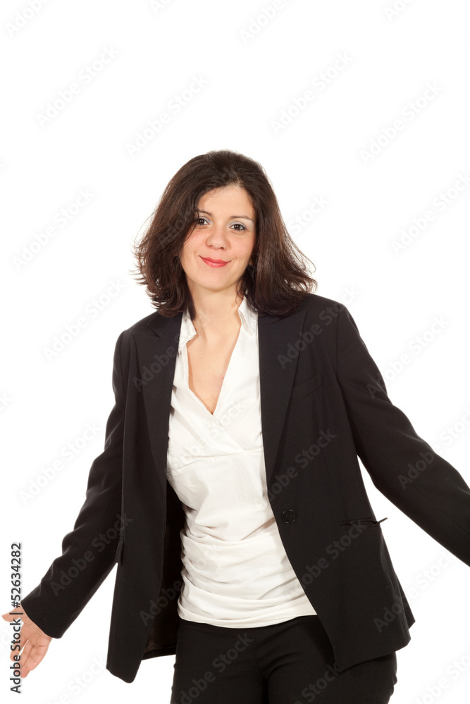 nice woman with black jacket, portrait in studio nice woman with black jacket, portrait in studio