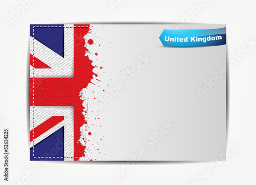 Stitched United Kingdom flag with grunge paper frame photo