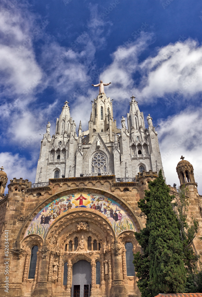 the Temple del Sagrat Cor. Barcelona landmark, Spain.