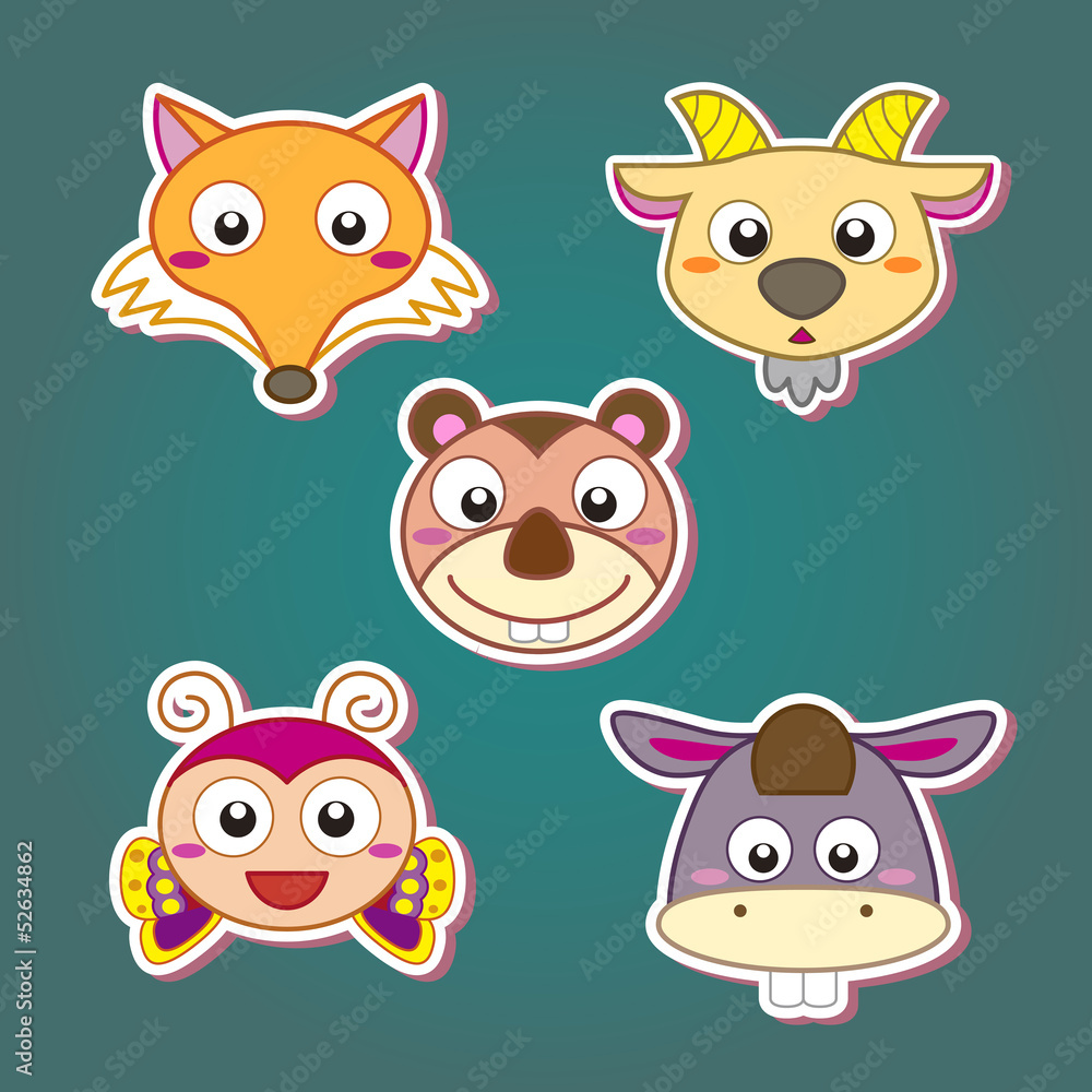 cute animal head icon cute animal head icon