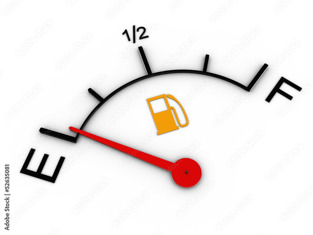 3d illustration of level gauge indicates ran out of petrol 3d illustration of level gauge indicates ran out of petrol