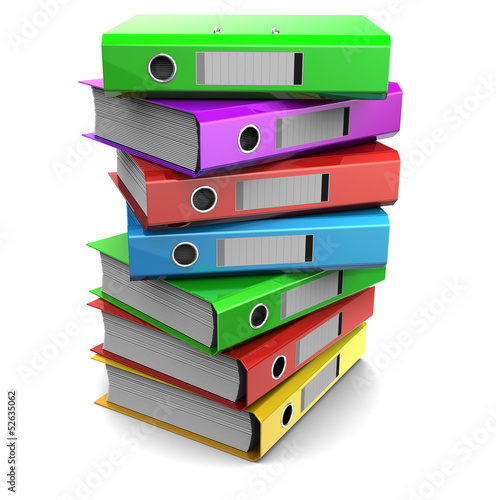 multicolored piles of binder folders