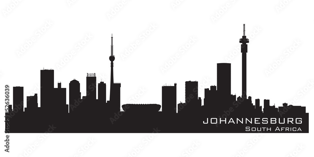 Fototapeta premium Johannesburg South Africa skyline Szczegółowa sylwetka wektor