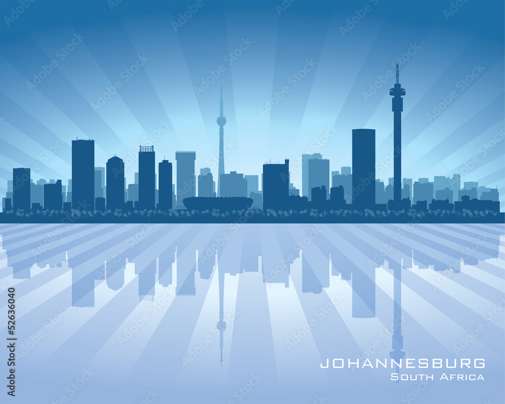 Obraz premium Sylwetka panoramę miasta Johannesburg RPA