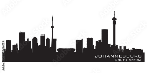 Johannesburg South Africa skyline Detailed vector silhouette photo