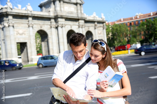 Tourist in Puerta de Alcala, Madrid