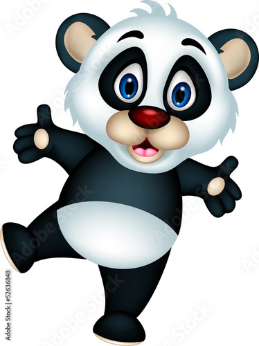 Fototapeta Naklejka Na Ścianę i Meble -  vector illustration of cute panda cartoon posing