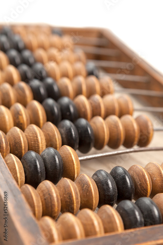 Close up of a wooden abacus beads