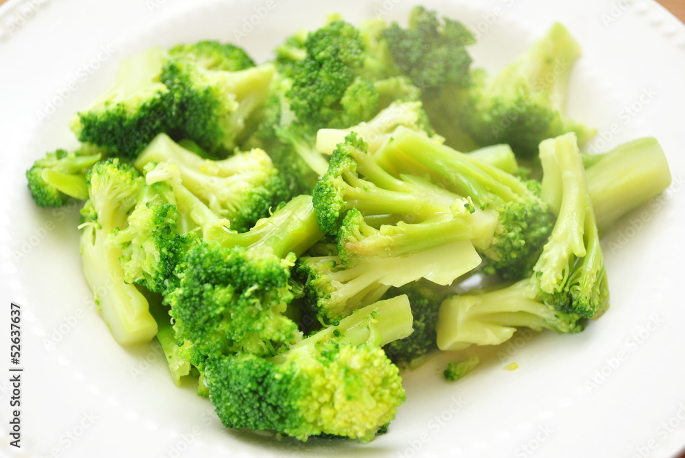 Steamy Broccoli on a White Plate Steamy Broccoli on a White Plate