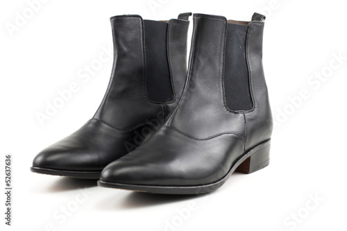 a pair of black leather boots for men