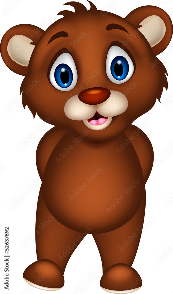 Naklejka premium cute baby brown bear cartoon posing