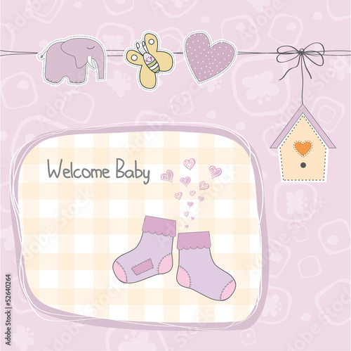 baby girl shower card with socks