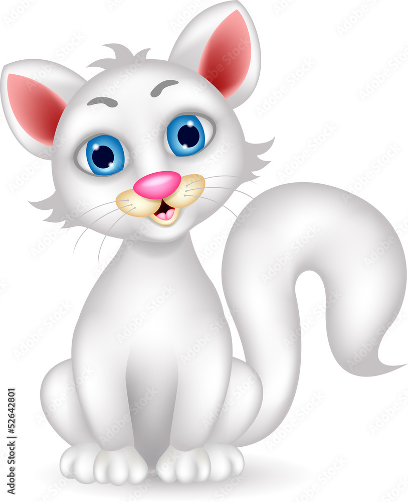 Obraz premium cute fluffy white Cat cartoon