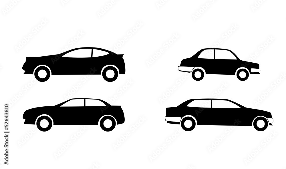 Fototapeta premium Black vector car icons