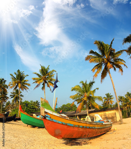 old fishing boats on beach in india © Kokhanchikov