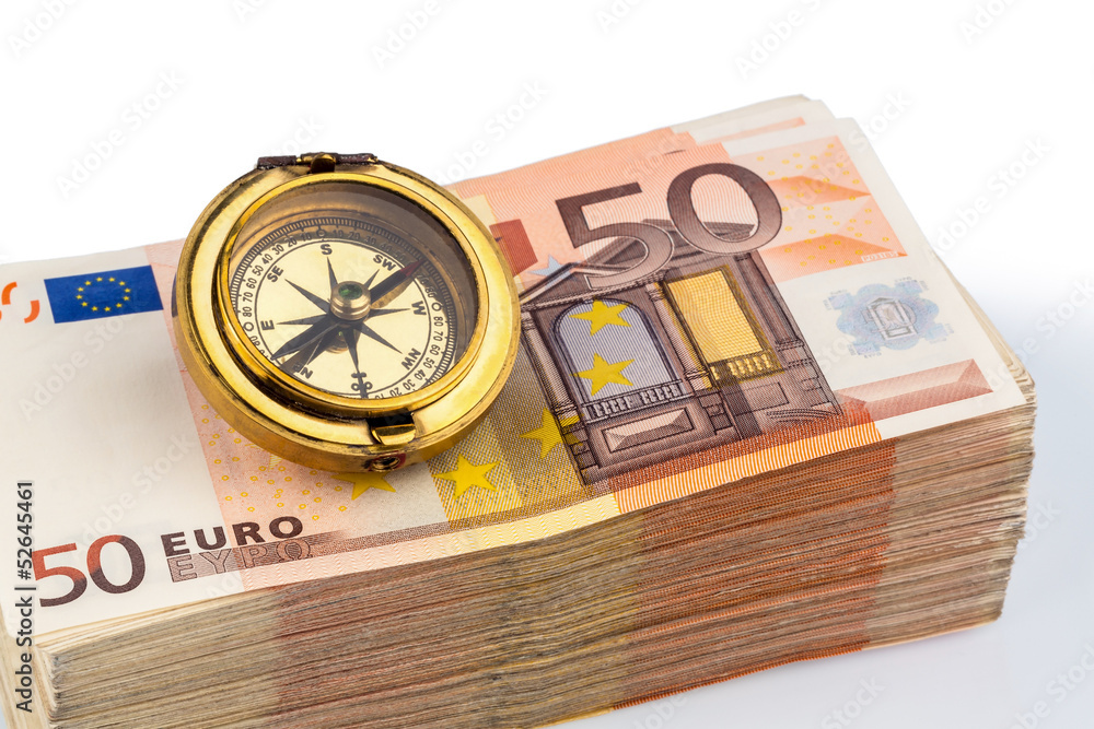 compass on euro banknotes compass on euro banknotes