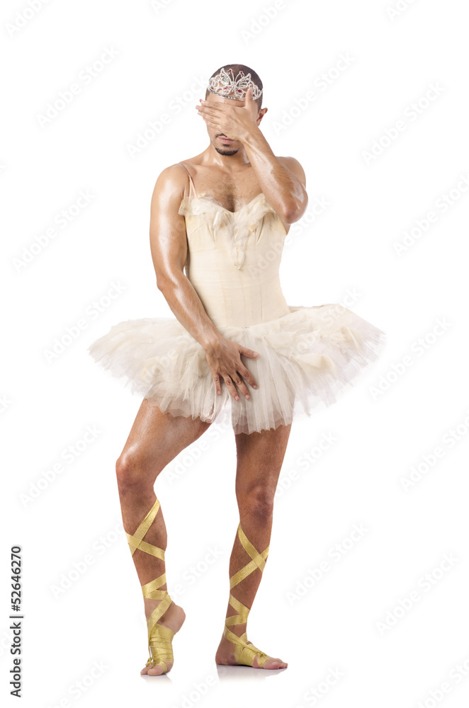 Fototapeta premium Man in ballet tutu isolated on white