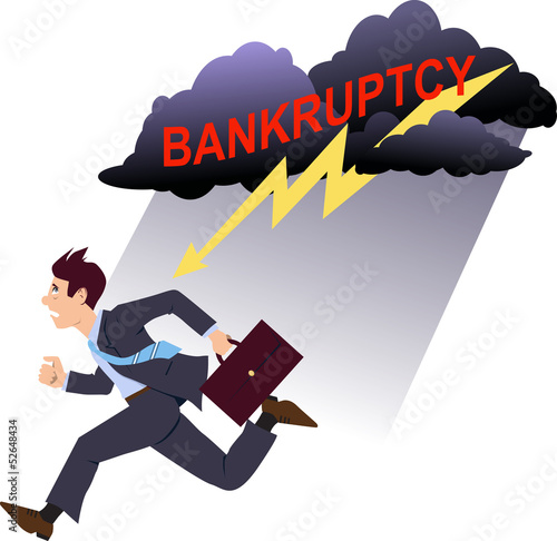 Businessman running from bankruptcy