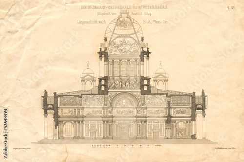 Draving of Saint Isaac's Cathedral (Saint Petersburg, Russia)