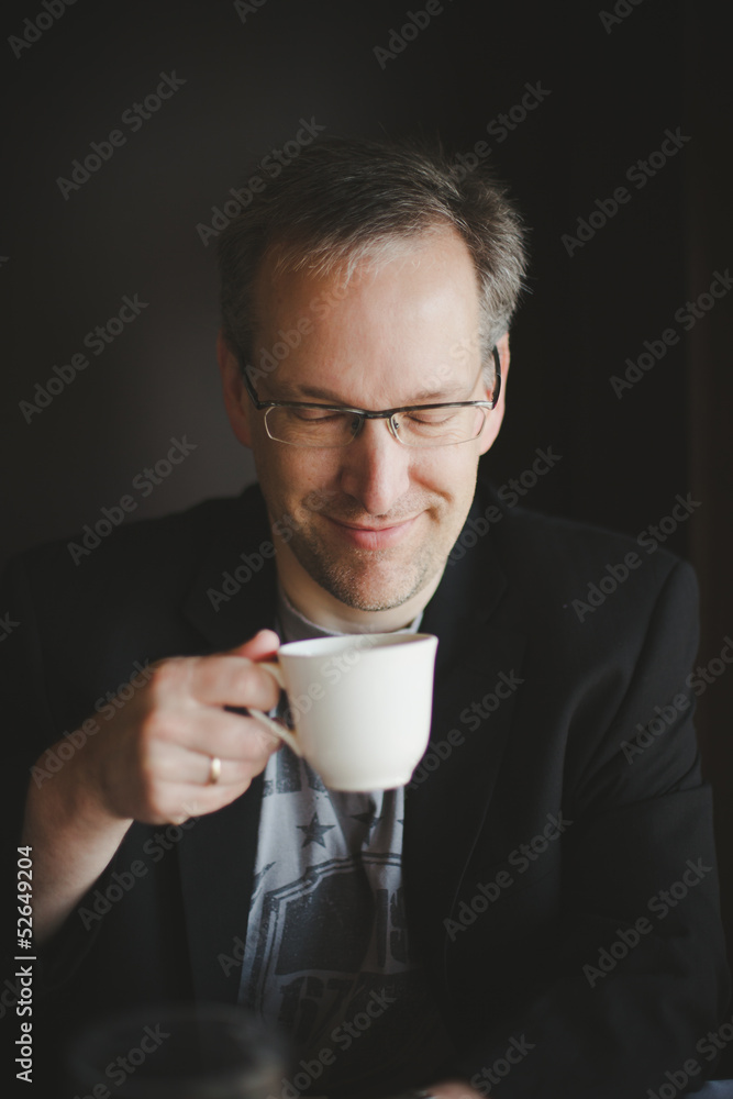 Man having a coffee