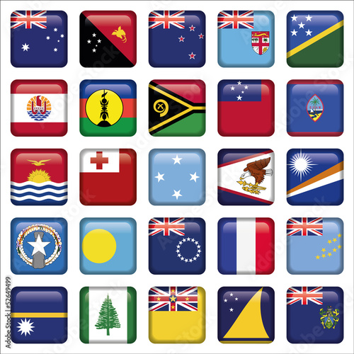 Set of Australian, Oceania Squared Flag Icons