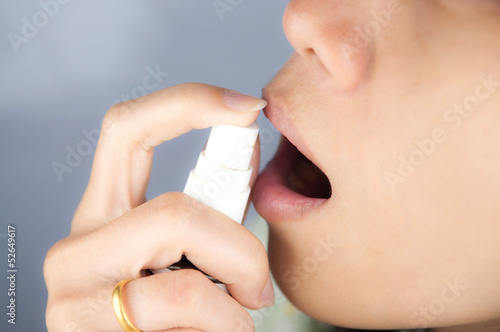 Closed up spray on mouth